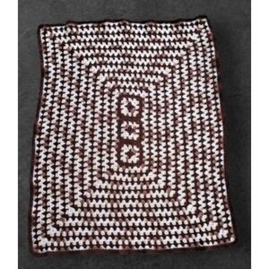 Handmade Crochet Afghan Knitted Baby Granny  Brown Blanket Throw Lap